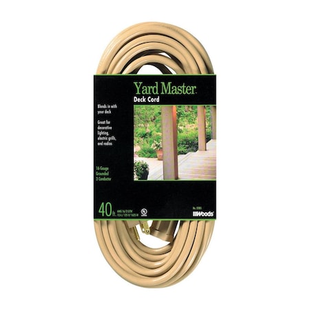 Southwire Extension Cord, 16 AWG, Outdoor, 16/3, 3 Outlets, Beige, 40 ft WO6297